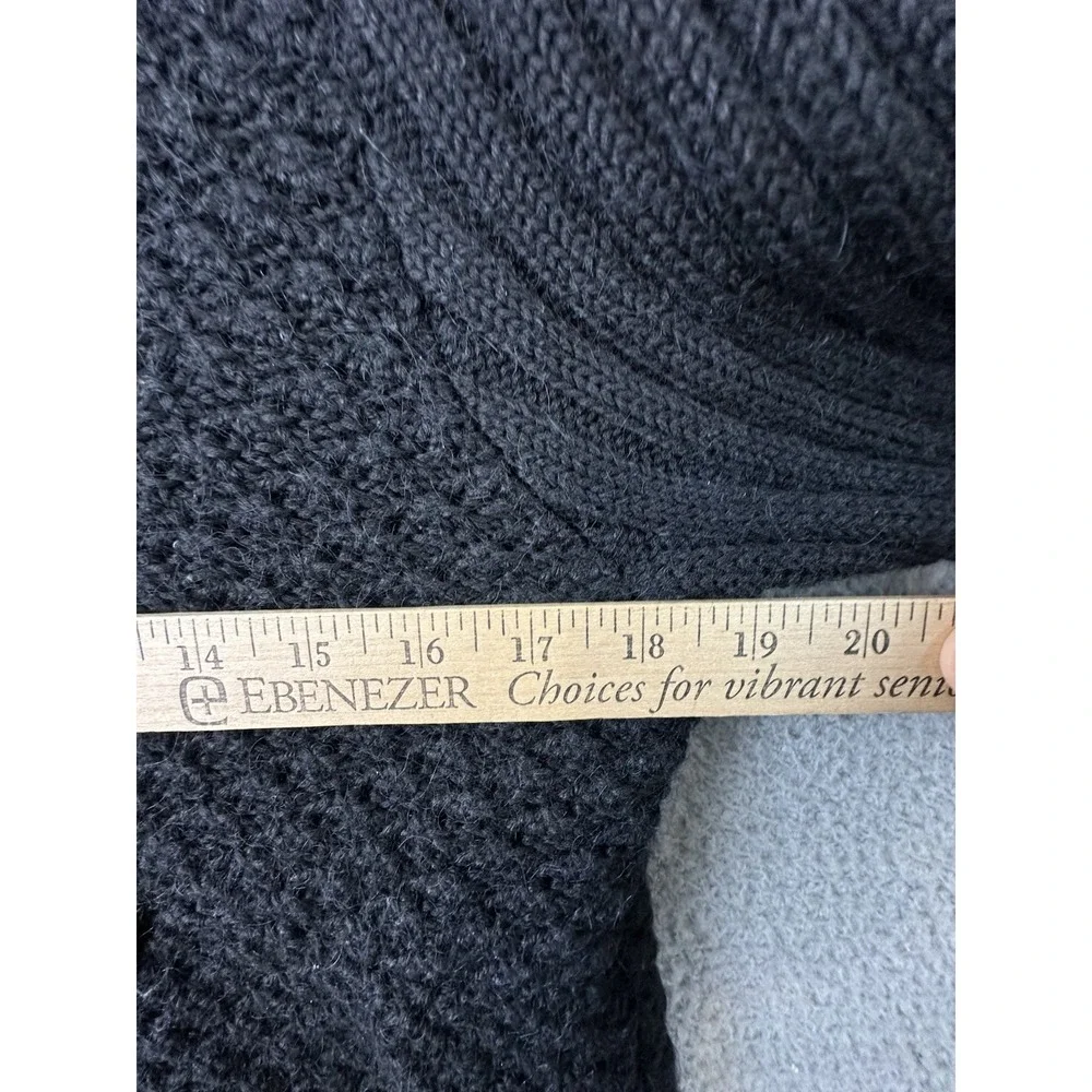 VTG J. JILL Cardigan Sweater XL Black Chunky Knit w/Wool & Alpaca One Button
